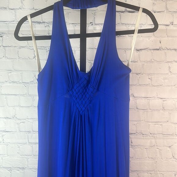 💙 Boston Proper Royal Blue Halter Maxi Dress Size Small - Picture 2 of 5